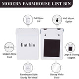 Magnetic Lint Bin with Lint Brush, Two White Hooks, one Black Back Side Hook & All Accessories for Laundry Room Decor, Wall-Mounted Lint Bin with Lid