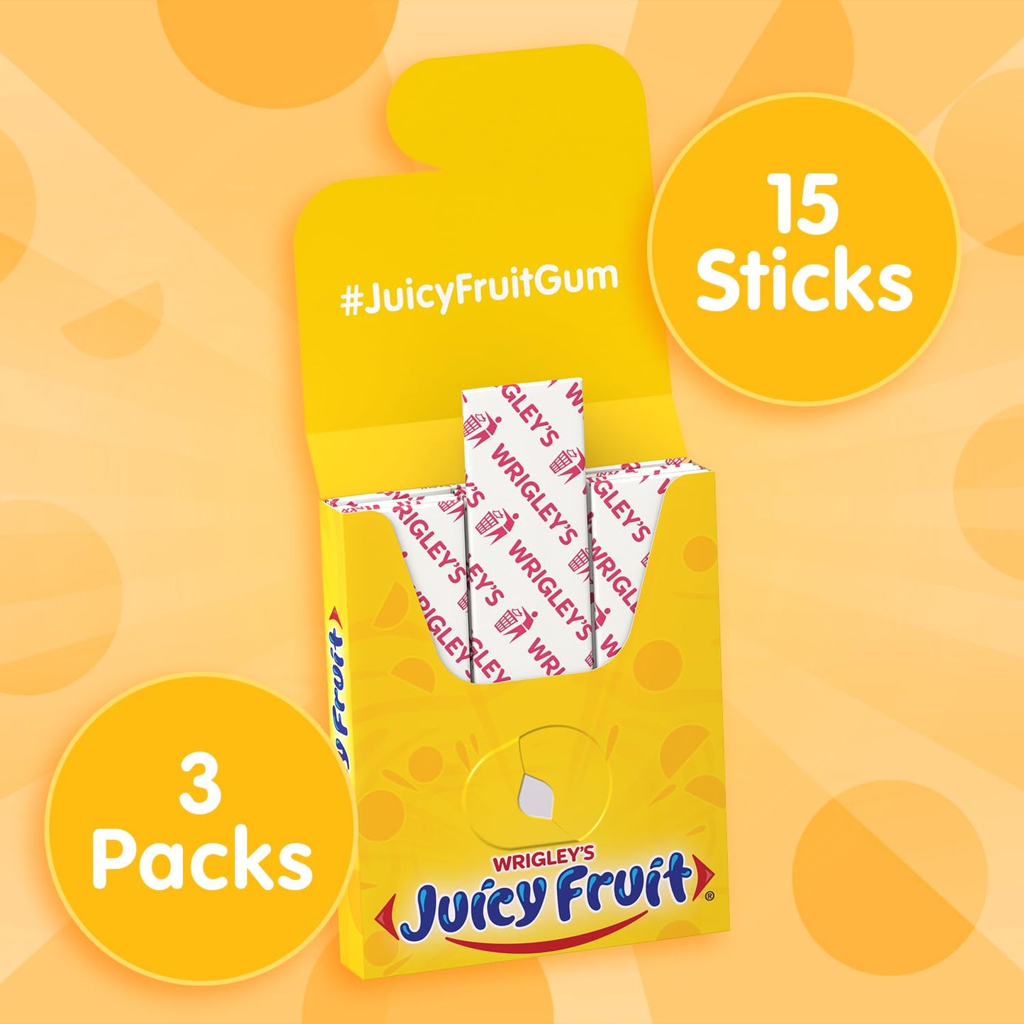 JUICY FRUIT Gum, Original Chewing Gum, Bulk Candy Individually Wrapped, 45 Count, 3 Packs, Bulk