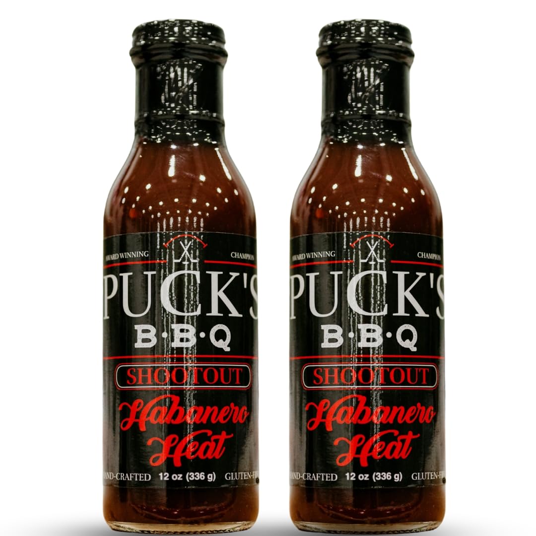 Puck's BBQ Shootout - Habanero Heat Sauce, 12 oz BBQ Sauce (2)