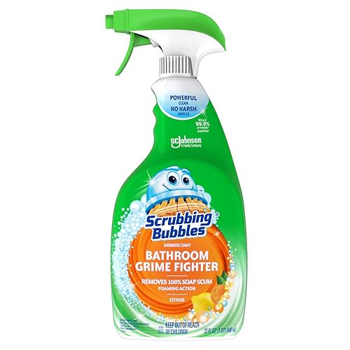 Scrubbing Bubbles Bathroom and Shower Cleaner Disinfectant Spray, Foaming Action Bathroom Grime Fighter, Citrus Scent, 32oz