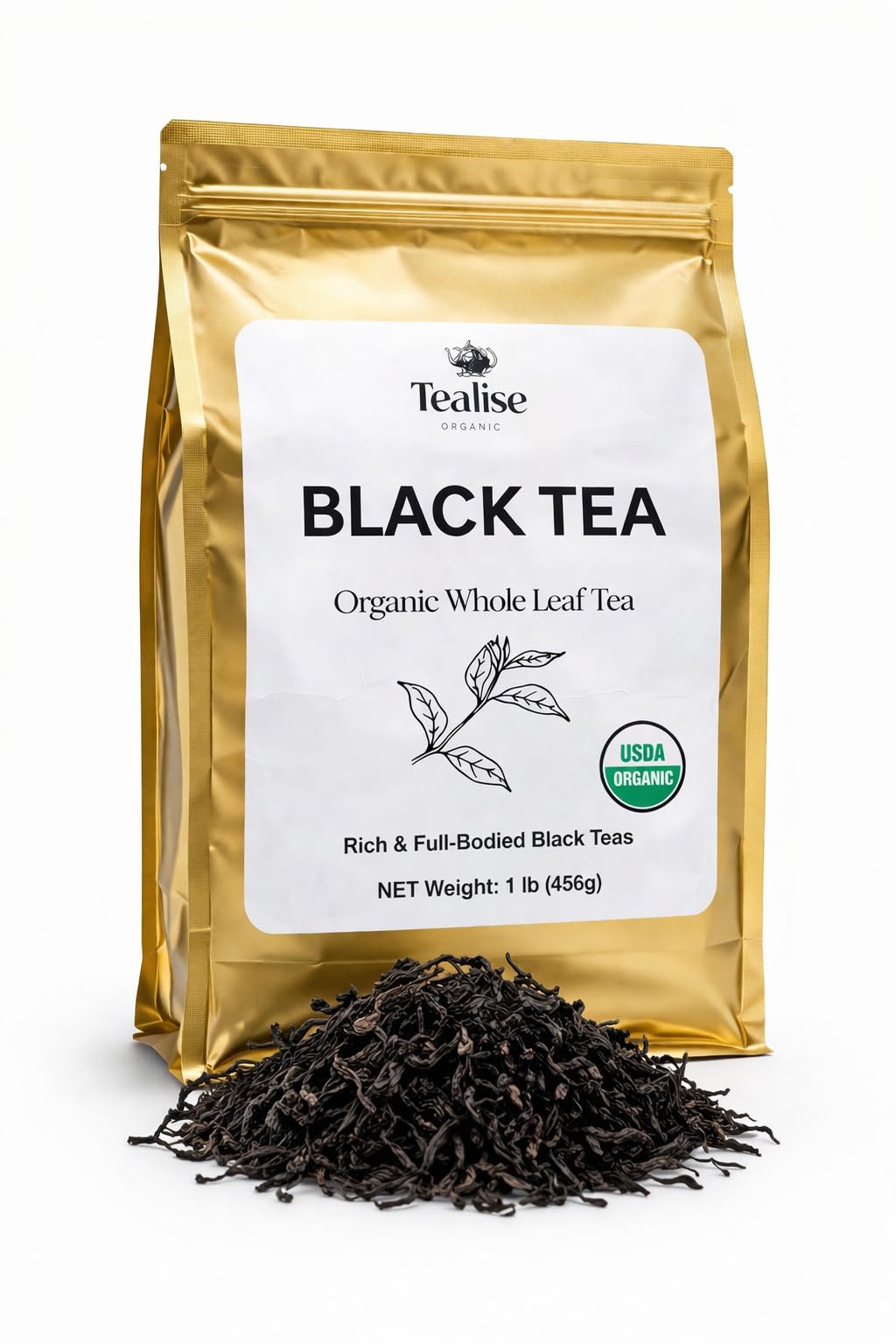 Organic English Breakfast Black Tea - High Mountain Yunnan Whole Leaf Tea - Bold, Smooth & Full-Bodied Morning Tea - 1 lb (454g) Bulk Loose Leaf