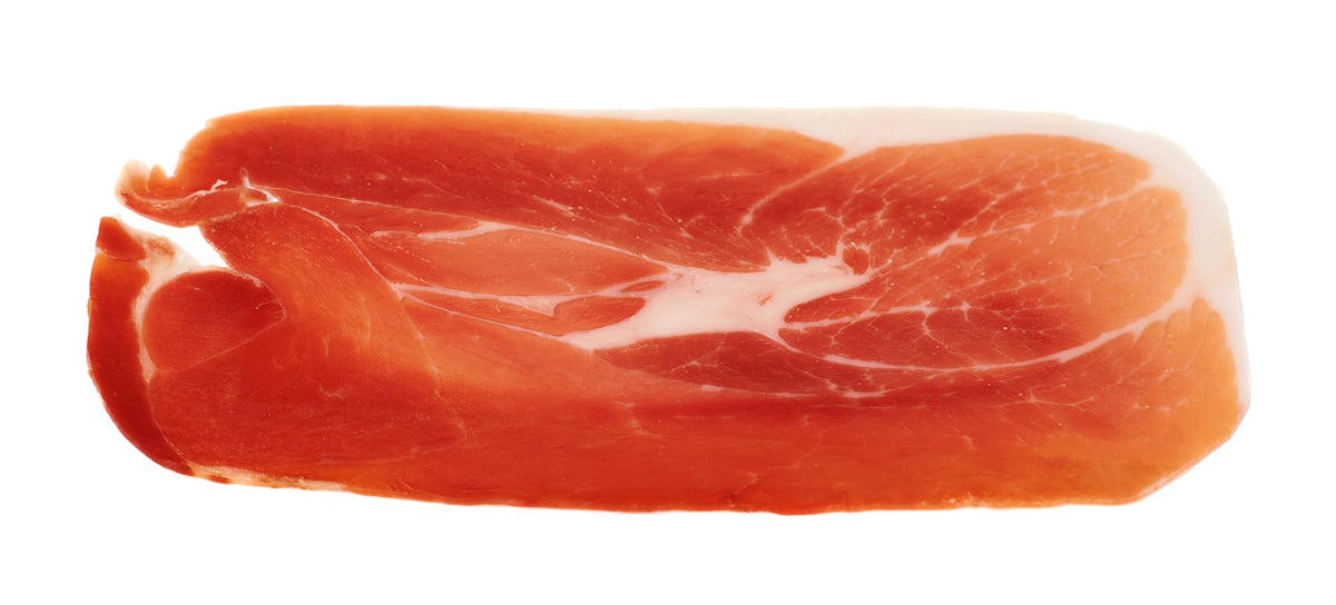 Imported Premium Prosciutto aged 14 months Boneless 4 Pound Sliced. Hand selected and cut from the leg. (4 Pound-Sliced)