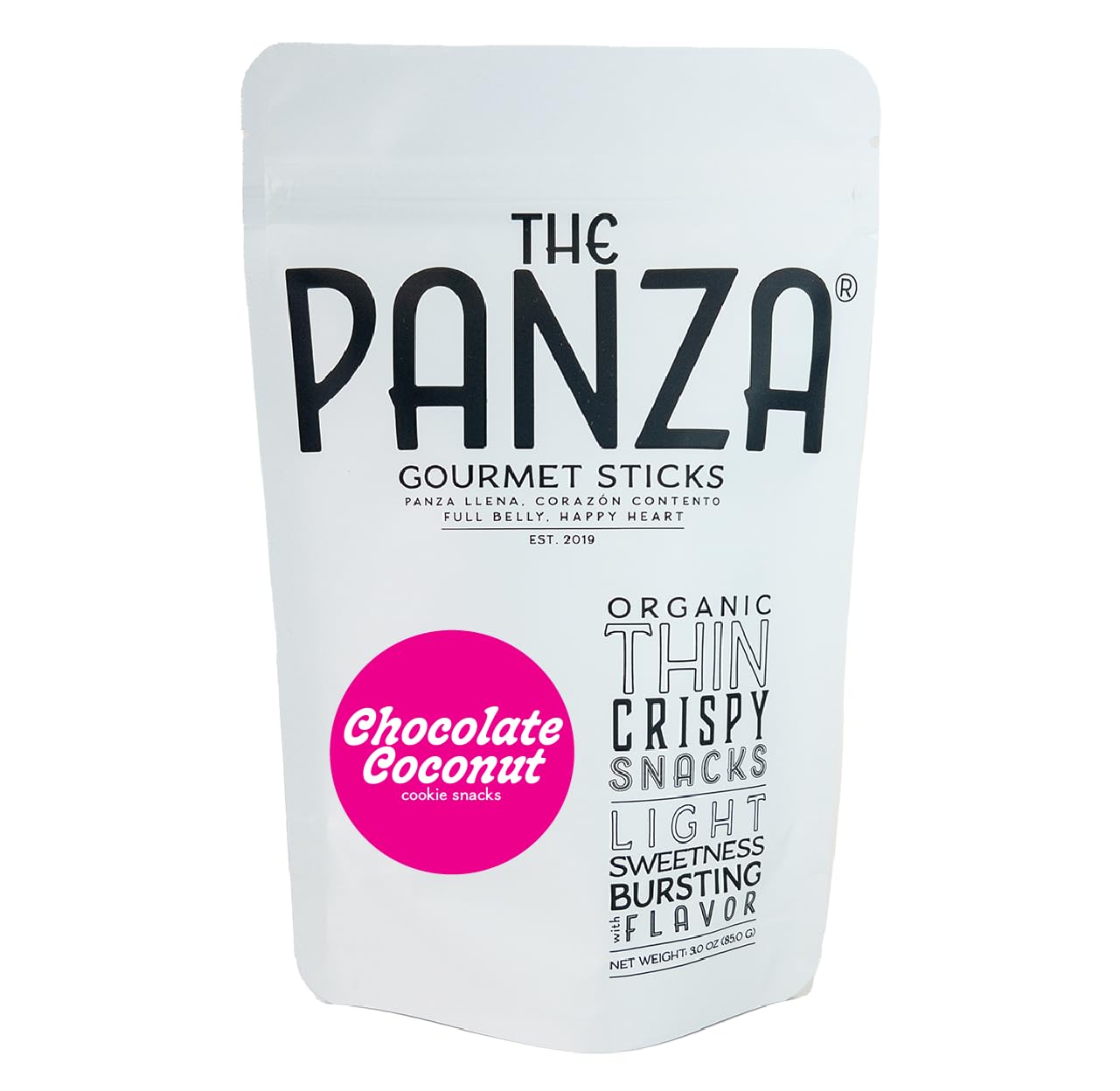 The Panza Chocolate Coconut Gourmet Cookie Snack Thin & Crispy | Organic, Non-GMO, 100% Natural Ingredients | Signature Pouch 3.0 oz