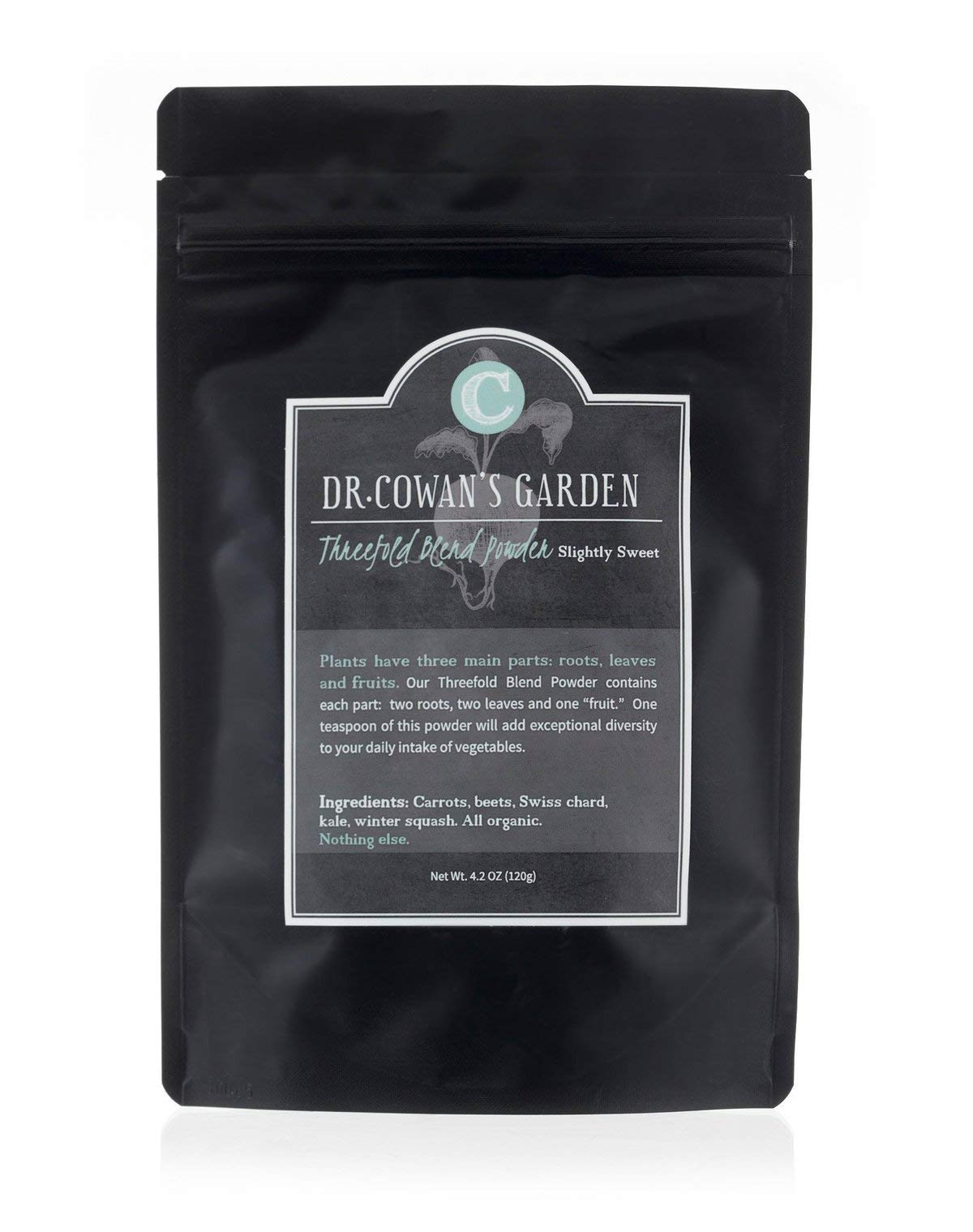 Dr. Cowan’s Garden Threefold Slightly Sweet Vegetable Powder, Greens Powder with Organic Carrots, Beets, Swiss Chard, Kale, Organic Veggie Supplement