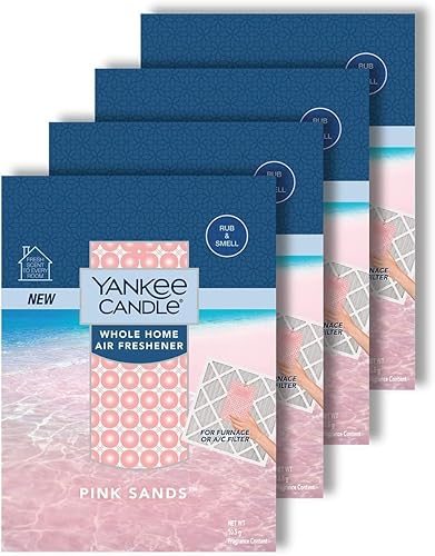 Yankee Candle Whole Home Air Freshener, Long Lasting Odor Eliminating Fragrance for Home, Continuous Room Freshener, Pink Sands (Pack of 4)