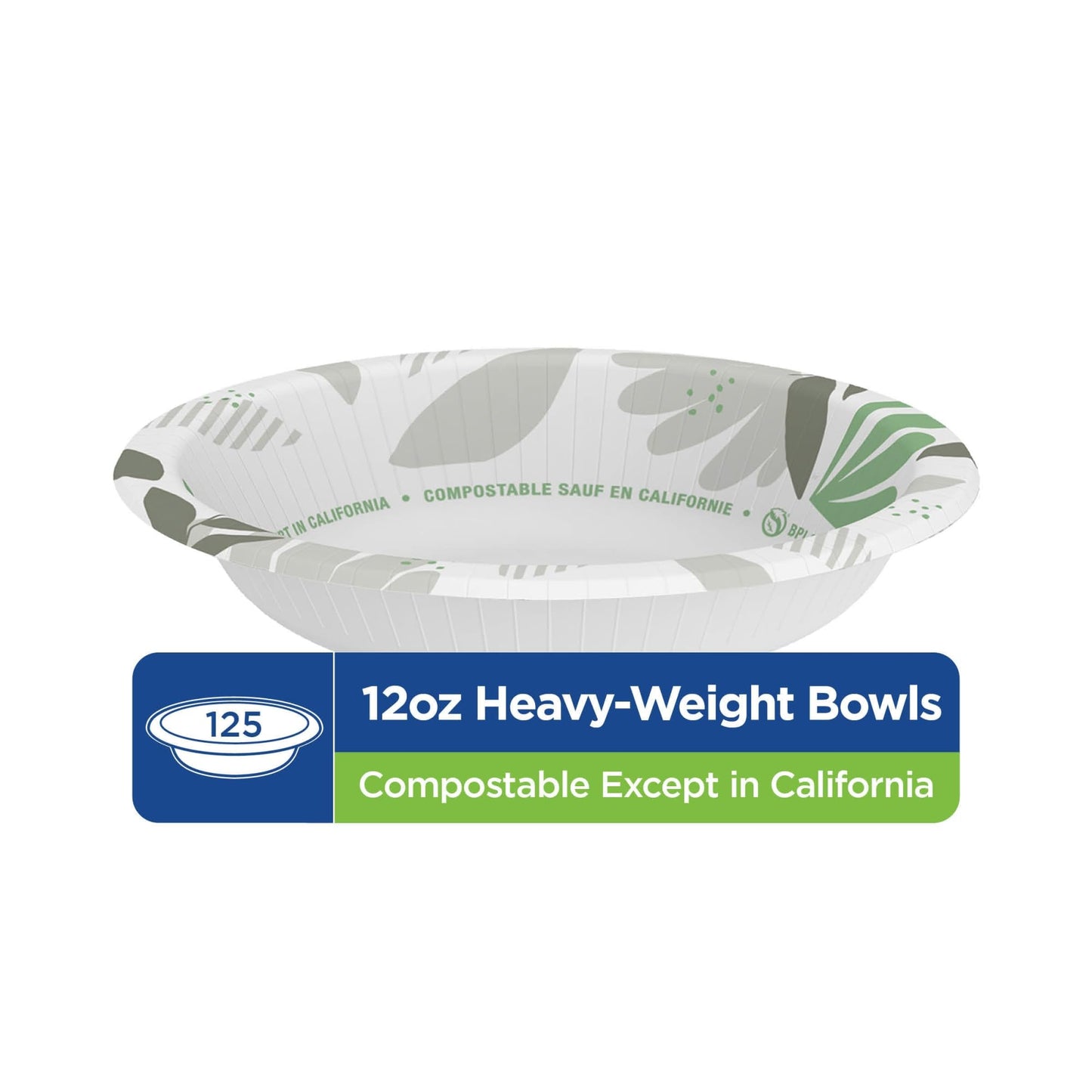 Dixie Ultra SXB12WSPK Bowls, Heavy Weight, 12oz., 125/PK, Pathways/White
