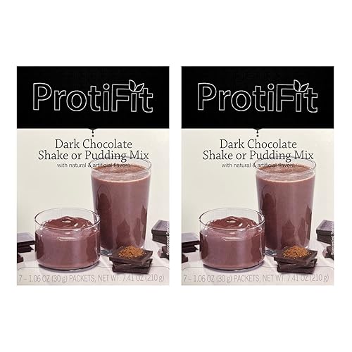PROTIFIT - High Protein Dark Chocolate Pudding & Shake Mix 2 Pack, 15g Protein, Low Calorie, Low Fat, Low Carb, Aspartame Free, Idea Protein
