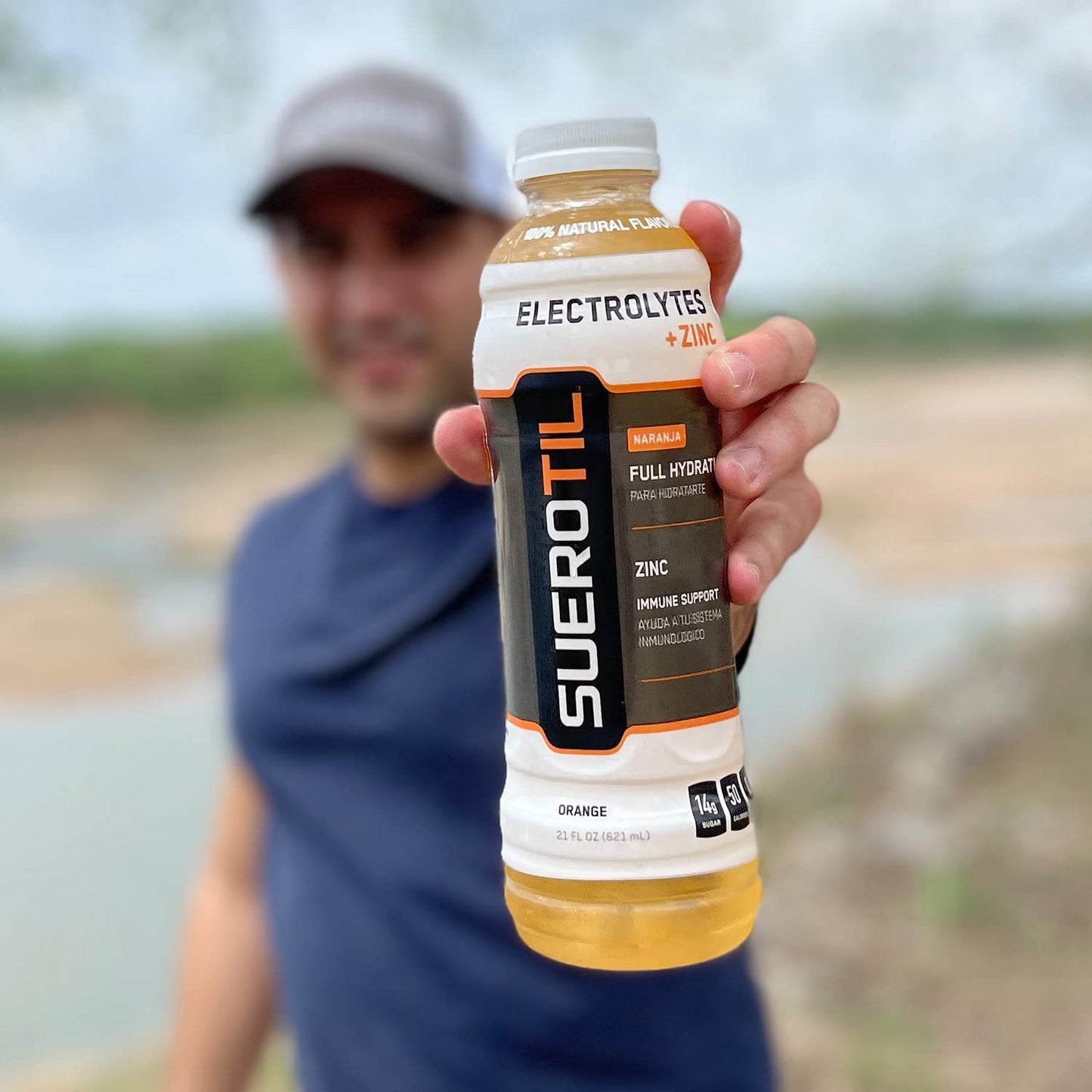 Suerotil Sugar-Free Full Hydration Beverage, Orange, 21oz - 12 Bottle Case - Electrolytes & Zinc