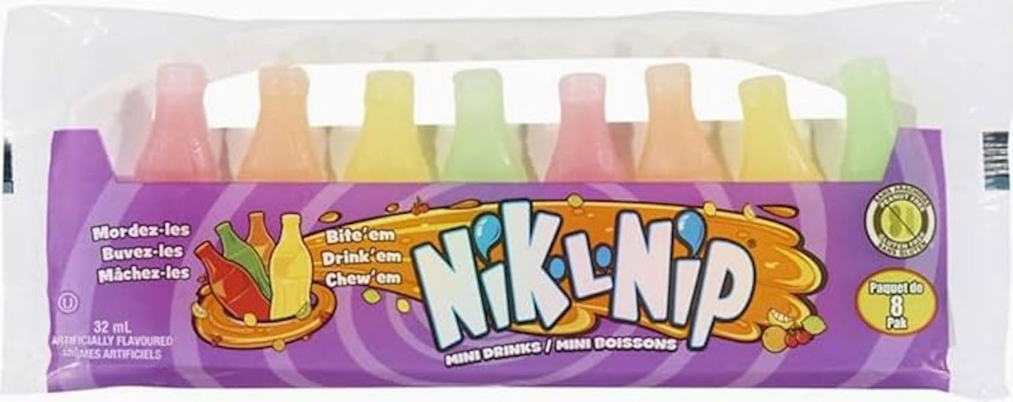 8 Wax Bottles (1 Pack) Sugar Candy Drinks Authentic Nik-L-Nip Throwback Candies