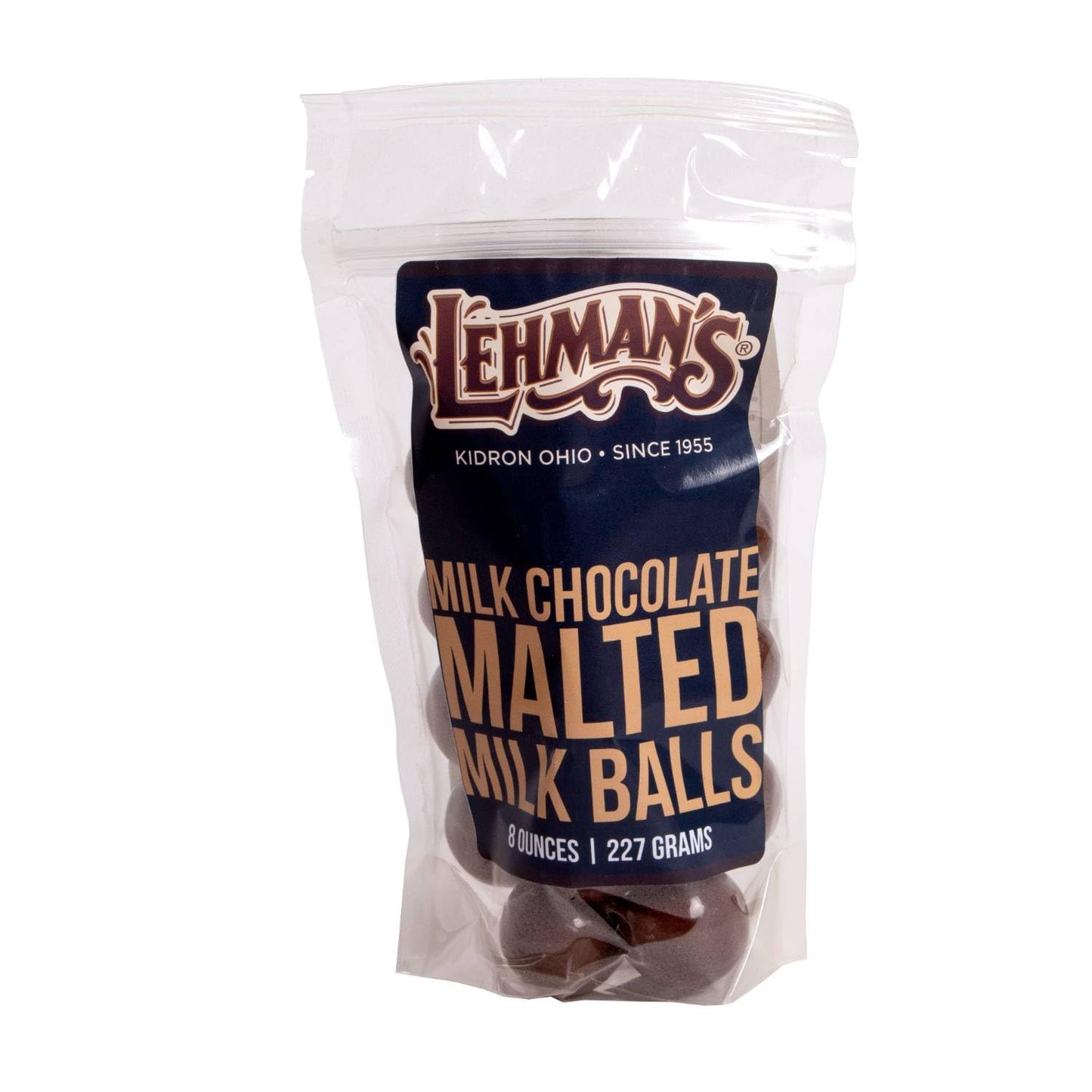 Lehman's Chocolate Malted Milk Balls, Milk Chocolate Coated Candy, 3 Pack of 8 oz Resealable Bags