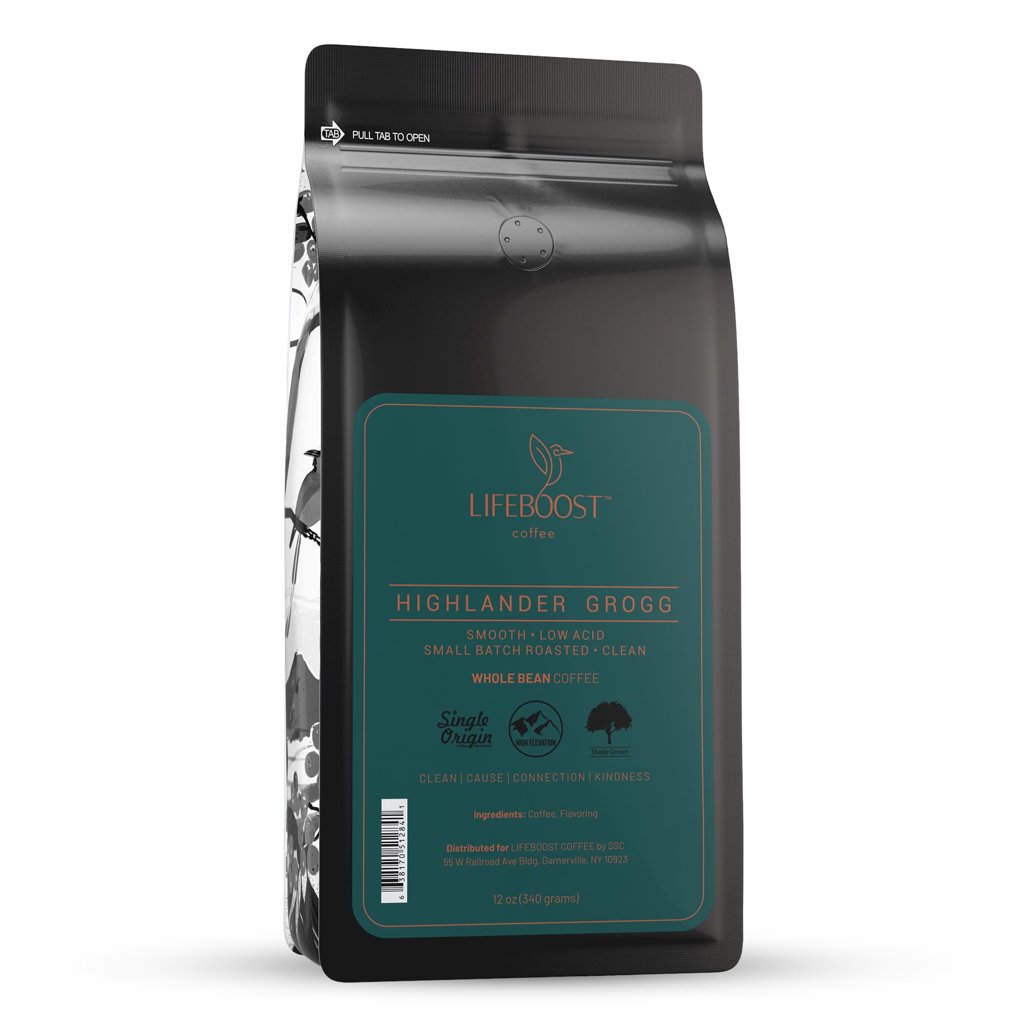 Lifeboost Highlander Grogg Whole Bean Coffee - Non-GMO Low Acid Single Origin Flavored Coffee Beans - Third Party Tested For Mycotoxins & Pesticides