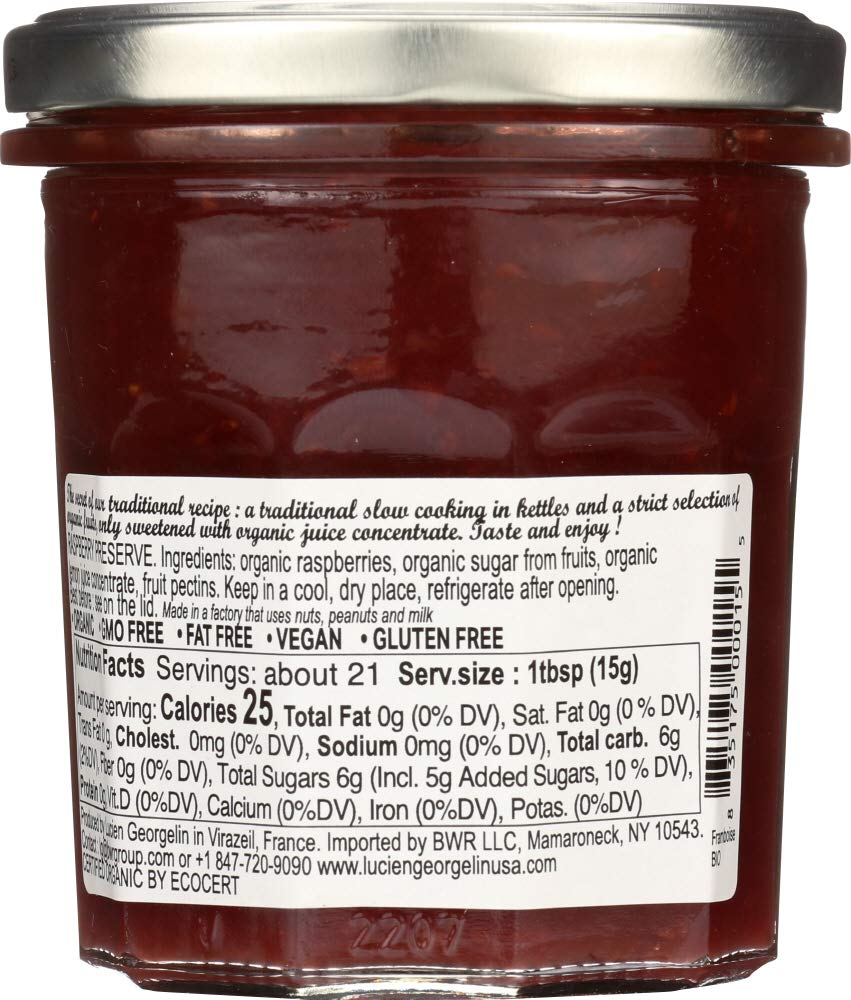 LUCIEN GEORGELIN Organic Raspberry Fruit Spread, 11.28 OZ