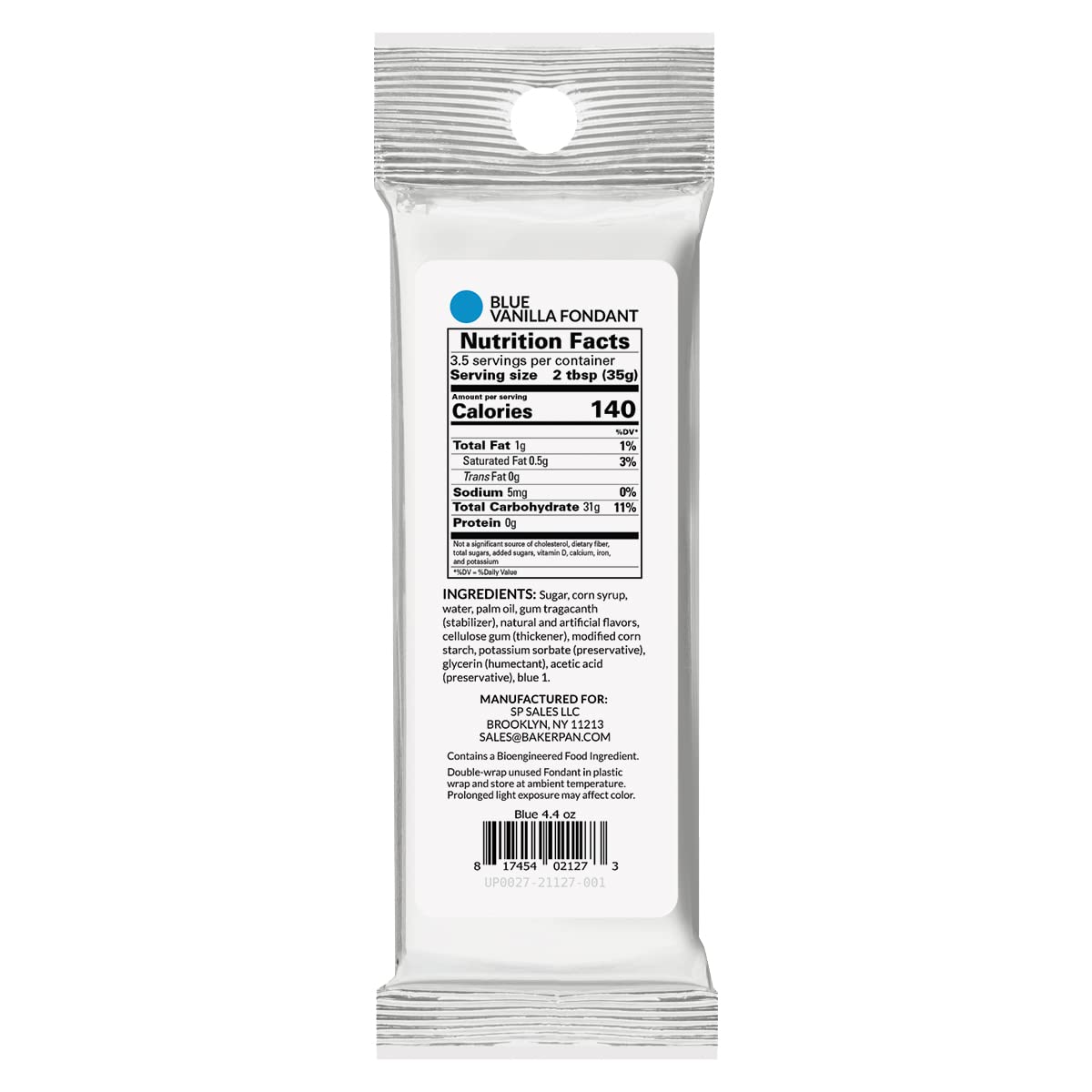 Bakerpan Premium Rolled Blue Fondant for Cake Decorating, Vanilla Flavor - 4.4 Ounces (Made in USA)