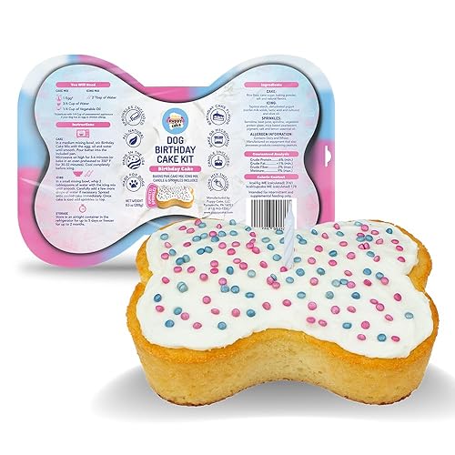 Puppy Cake Dog Birthday Cake Kit - Cake Mix, Icing Mix, Candle and Swirl Tri Color Silicone Pan, Birthday Cake Flavor - Bake or Microwave - Perfect for Celebrating Your Dog’s Special Day - Made in USA