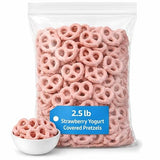 Strawberry Yogurt Covered Pretzels, Sweet Salty Crunch Snack, 2.5 lb Bag