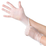 Sunset Brands 200 Disposable Vinyl Gloves, Large Size, Non-Sterile, Easy Slip On/Off, Smooth Touch, Food Service Grade