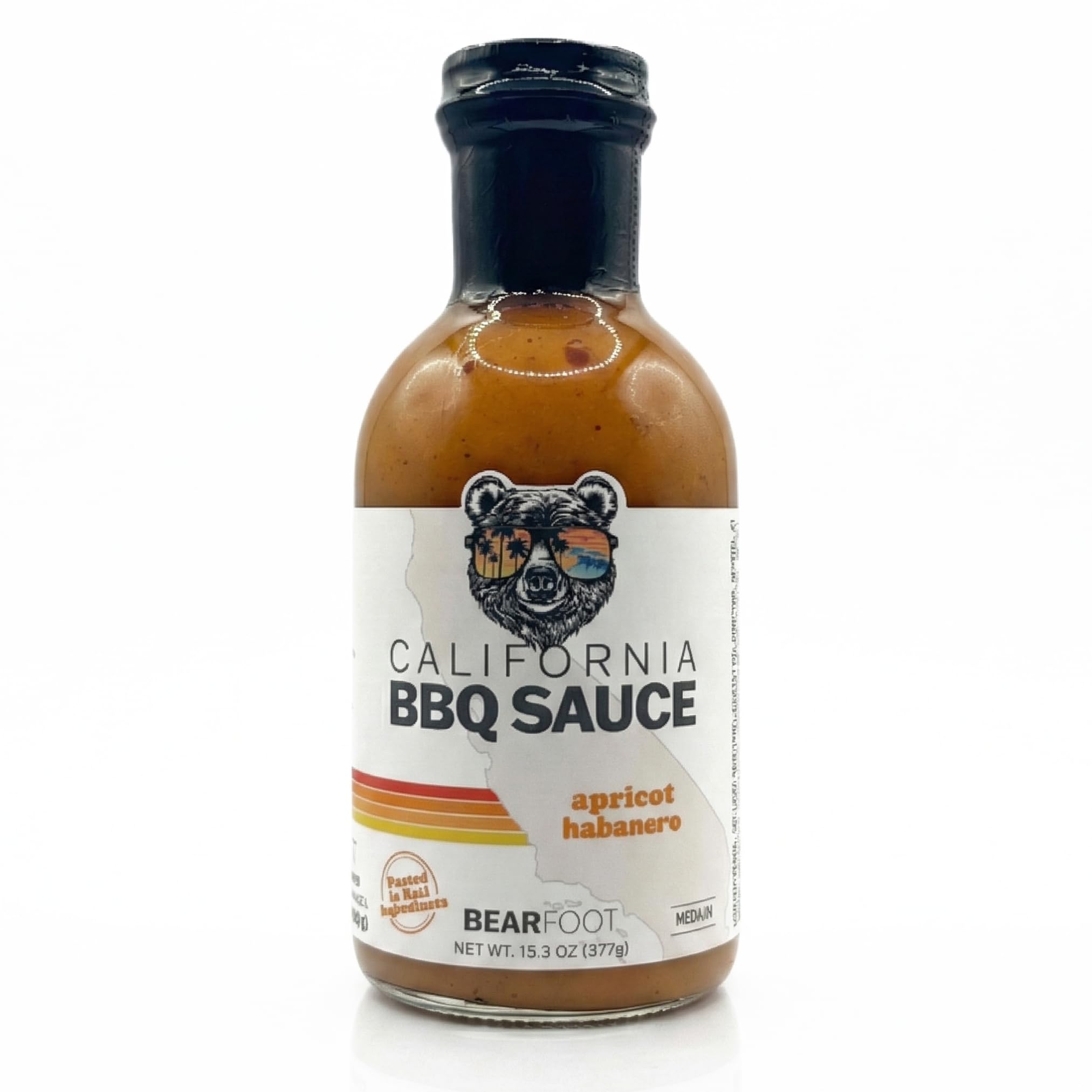 Apricot Habanero BBQ sauce - Bearfoot BBQ - Gluten Free, 13.3 Oz, Small Batch, Non GMO, No Preservatives, No Corn Syrup, No Seed Oils. Marinade