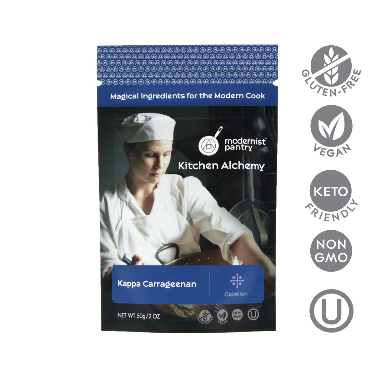 Pure Refined Kappa Carrageenan ? Non-GMO Vegan OU Kosher Certified - 50g/2oz (The original recommended for Vegan Cheese)