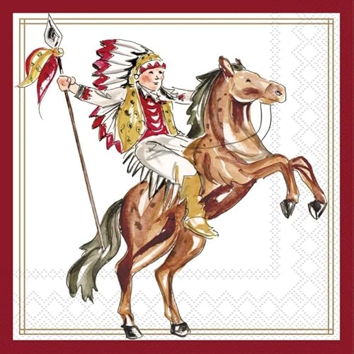 IHR Ideal Home Range Cocktail Napkins Rosanne Beck Hometown Pride Disposable 3-Ply Paper Party Napkin Pack, 5" x 5", Riding Sentinel, 20-Count