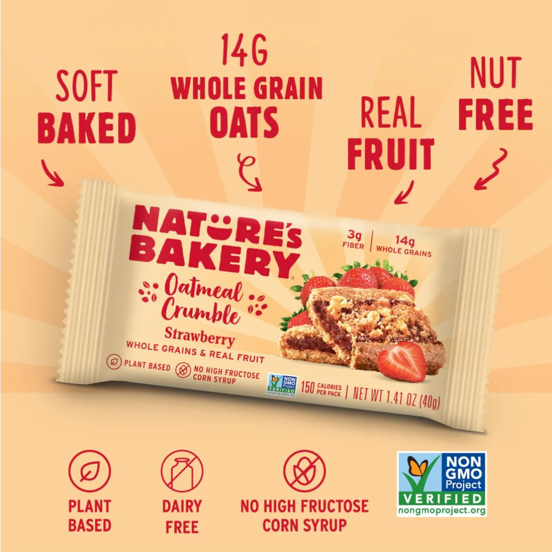 Nature’s Bakery Fig Bars Variety Pack, 36 Count - Strawberry, Blueberry, Raspberry, Original Fig, Peach Apricot, , Oameal Crumble Flavors: Apple