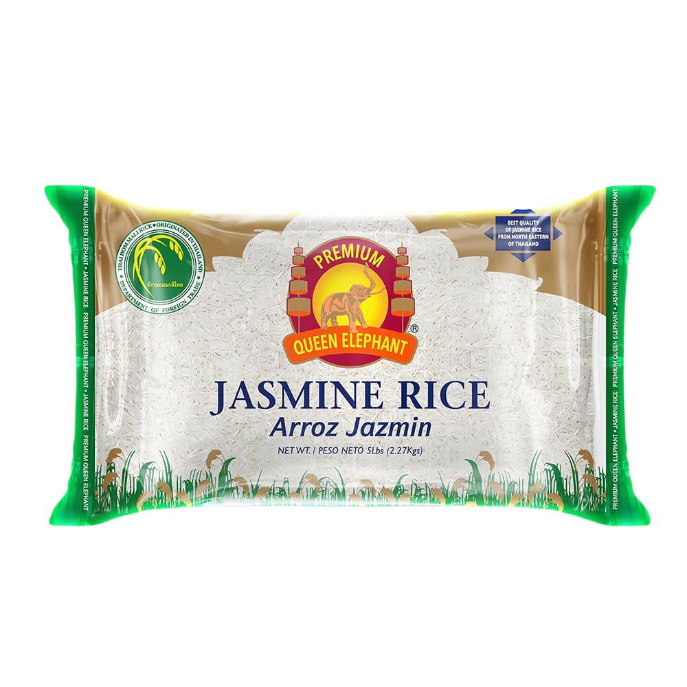 Queen Elephant Premium White Jasmine Rice 5 Lbs (Bag) | Product of Thailand