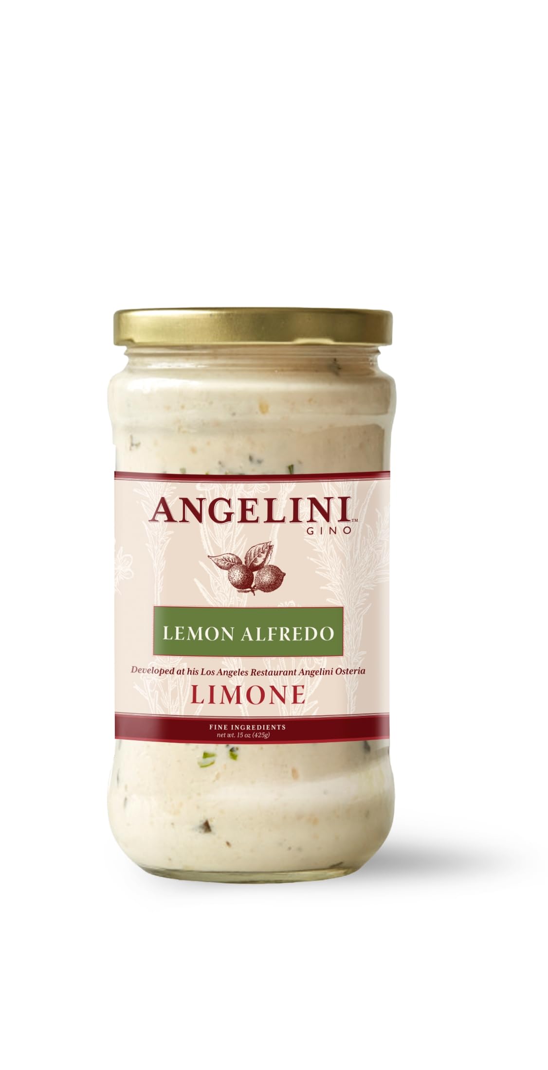 Gino Angelini Limone Lemon Alfredo Pasta Sauce | 15 Fl Oz (Pack of 2)