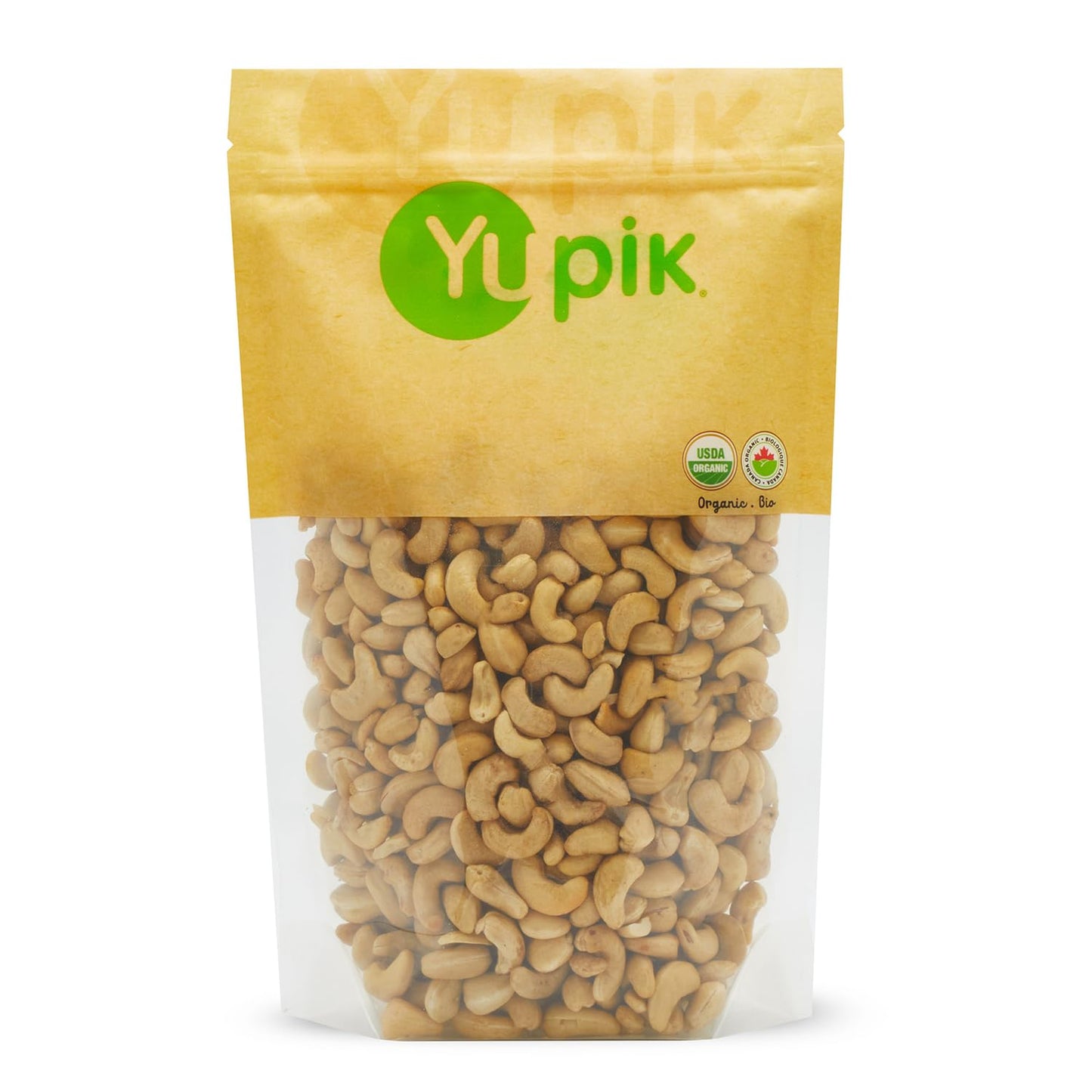 Yupik Organic Raw Cashews, 2.2 lb (35.2 oz), Kosher, Gluten-Free, Non-GMO, Vegan, Whole Nuts, Unsalted, Unroasted, Source of Protein & Iron