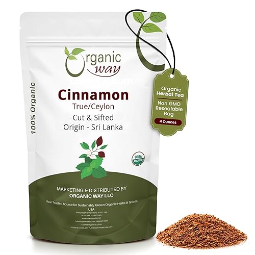Organic Way Premium True Ceylon Cinnamon Cut & Sifted (Cinnamomum verum) - Adds Flavour | Organic & Kosher Certified | Raw, Non GMO & Gluten Free |