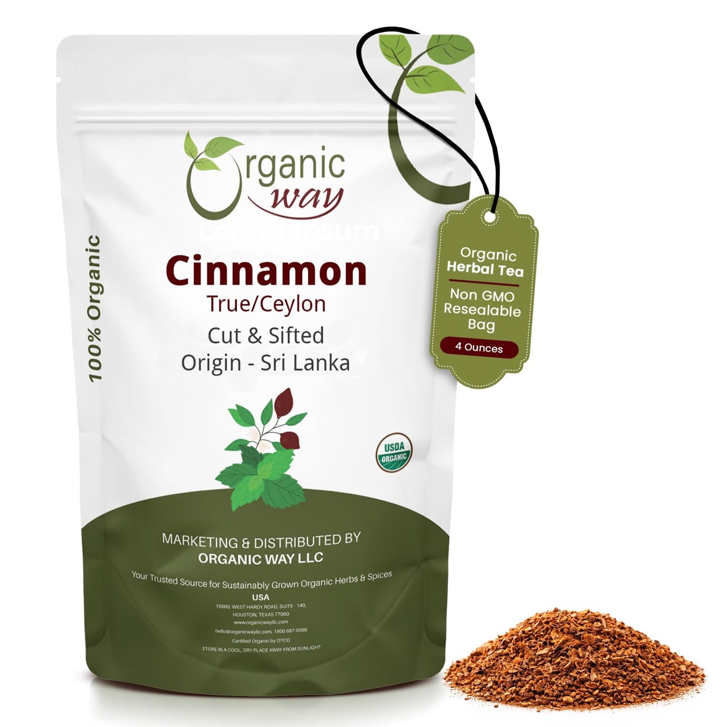 Organic Way Premium True Ceylon Cinnamon Cut & Sifted (Cinnamomum verum) - Adds Flavour | Organic & Kosher Certified | Raw, Non GMO & Gluten Free |