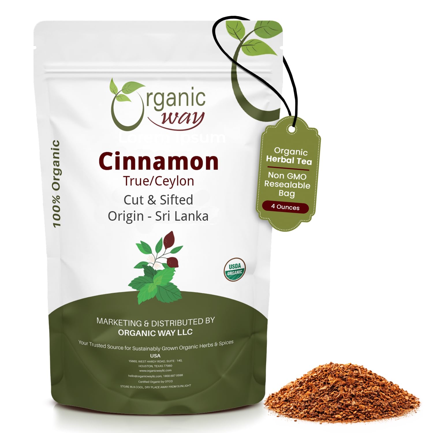 Organic Way Premium True Ceylon Cinnamon Cut & Sifted (Cinnamomum verum) - Adds Flavour | Organic & Kosher Certified | Raw, Non GMO & Gluten Free |