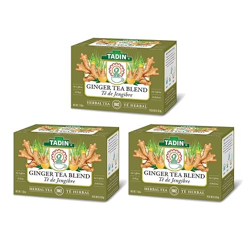Tadin Ginger Herbal Tea Blend. Caffeine Free. 24 Tea Bags. 1.02 oz. Pack of 3
