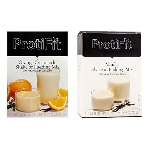 PROTIFIT - High Protein Orange Creamsicle & Vanilla Pudding & Shake Mix 2 Pack, 15g Protein, Low Calorie, Low Fat, Low Carb, Aspartame Free, Idea