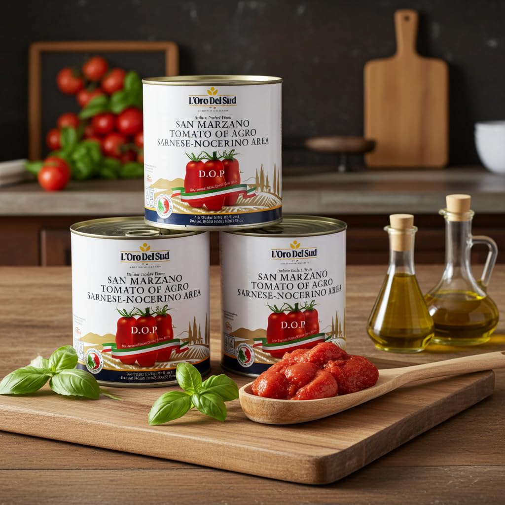 L'Oro Del Sud - D.O.P San Marzano Tomatoes of Agro Sarnese-Nocerino Area, Net Wt. 2550g (88 fl. oz). Pomodoro San Marzano dell’Agro Sarnese-Nocerino