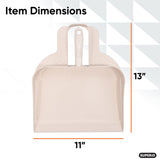 Superio Heavy Duty Plastic Step-on Dustpan with Comfort Grip Handle White, Durable, Lightweight Multi Surface Dust Pan Easy Broom Sweeping, 10-inch