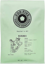 For Five Coffee Roasters - Roasted In NYC - Burundi Light Roast (Origin: Burambi Commune, Bururi), Ground 12 oz