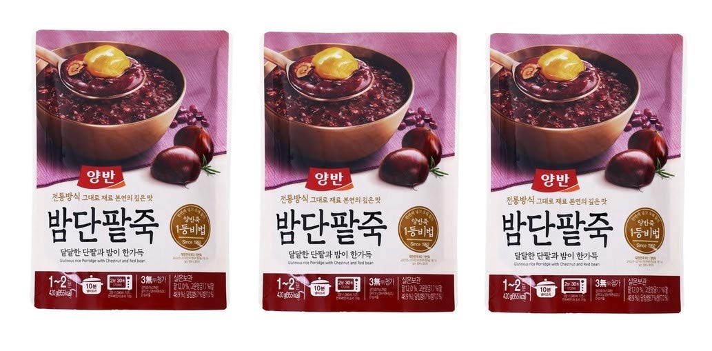 Dongwon Korean Porridge Pouch(420g): ?? ??? | ???? 3?, Sweet Red Bean, 3 Pouches