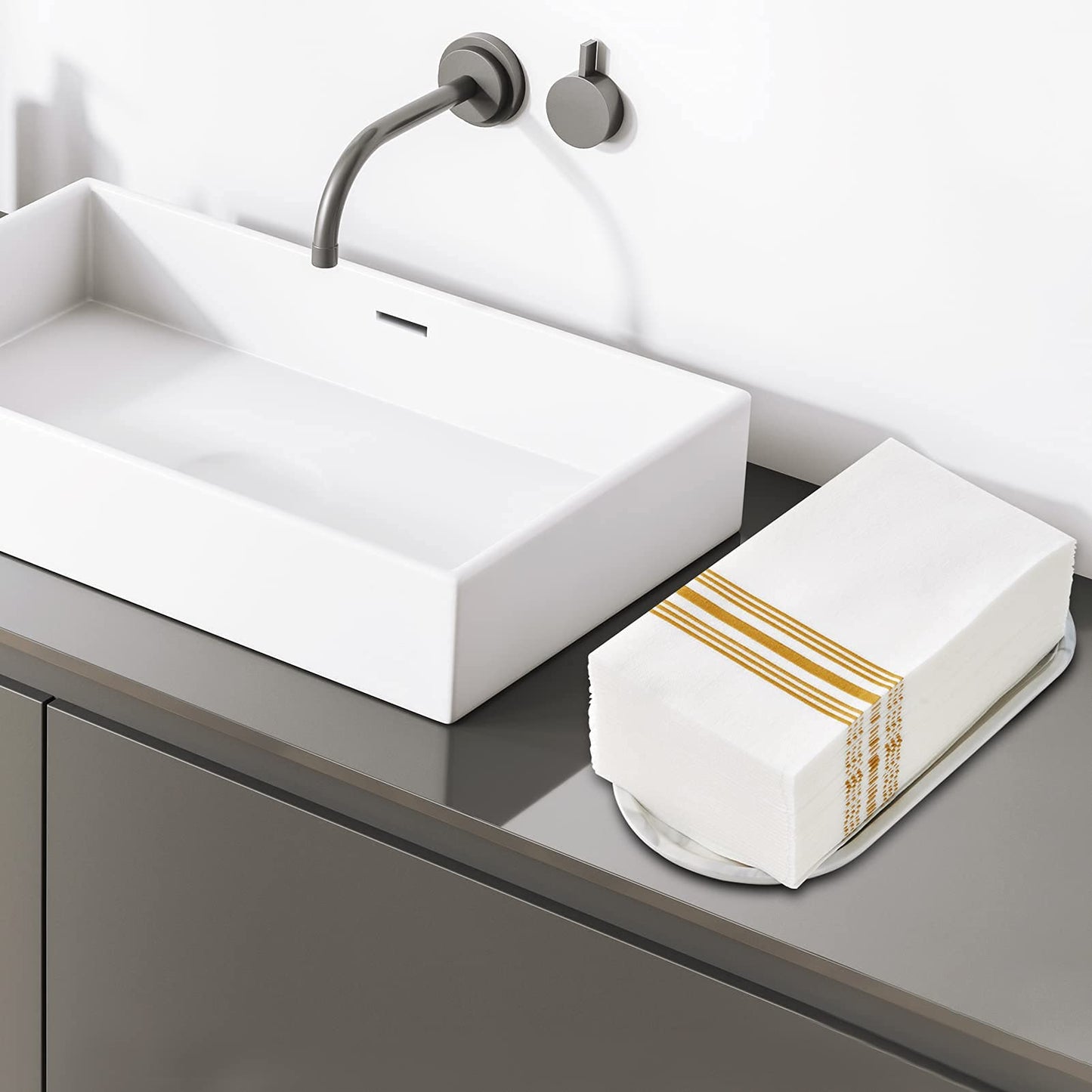 Vplus 300 PACK Guest Towels Disposable Bathroom, Decorative Bathroom Napkins Cloth Feel, Soft, and Absorbent Disposable Paper Hand Towel for Dinners