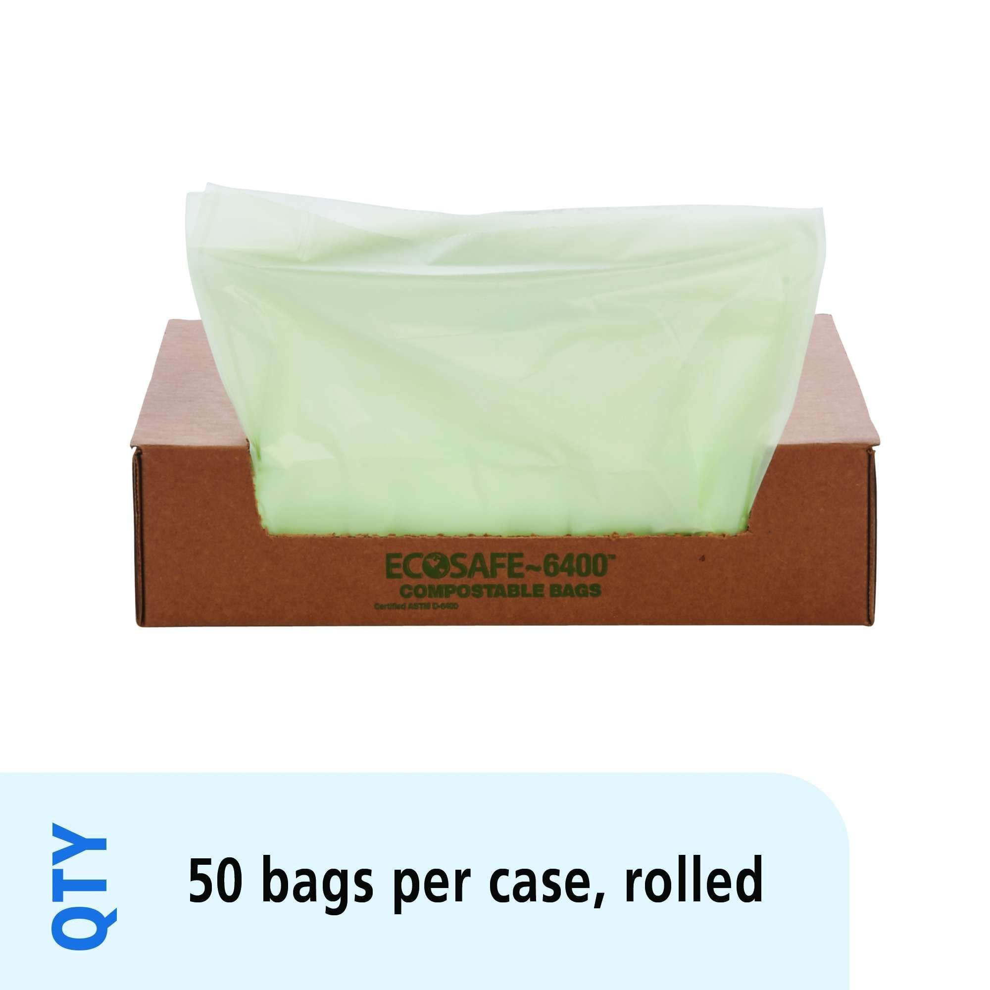 Stout by Envision Compostable Trash Bags, 32 Gallon 33" x 48", 50 Bags Per Case, ASTM6400, Green Bags, Made in America (E3348E85)