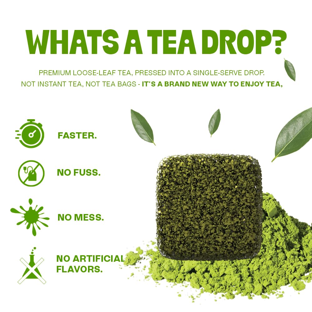 Tea Drops, Tea Matcha Green Organic 10 Count, 2.5 Ounce