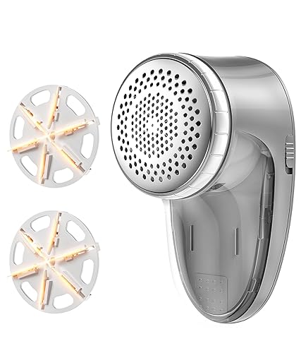 Ruidla Fabric Shaver Lint Remover, Sweater Shaver with Replaceable Stainless Steel 6-Leaf Blades, Fabric Defuzzer for Clothes Fuzz, Lint Balls