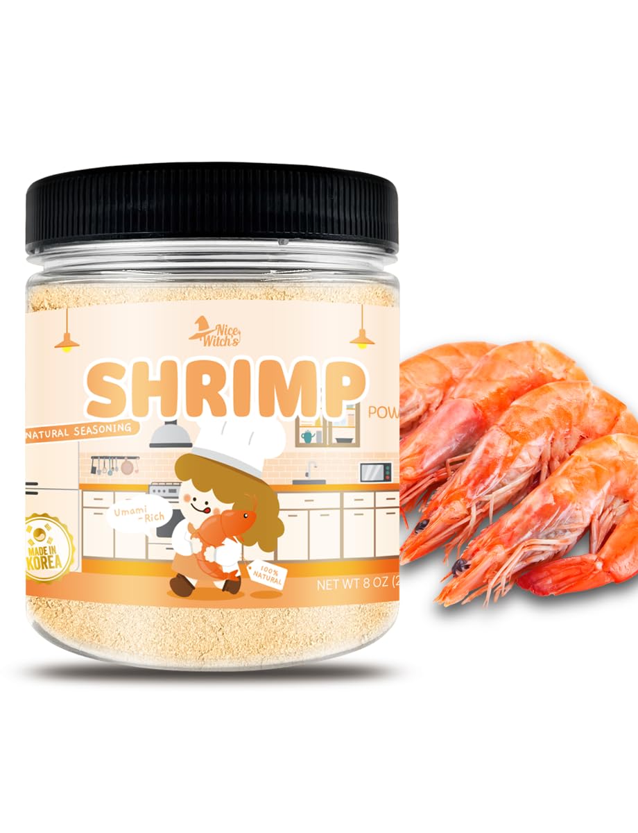 NICE WITCH'S Korean 100% Pure Natural Seasoning 8oz / 227g - Shrimp Powder, MSG Free, Authentic Thai & Southeast Asian Flavor, Pad Thai, Tom Yum