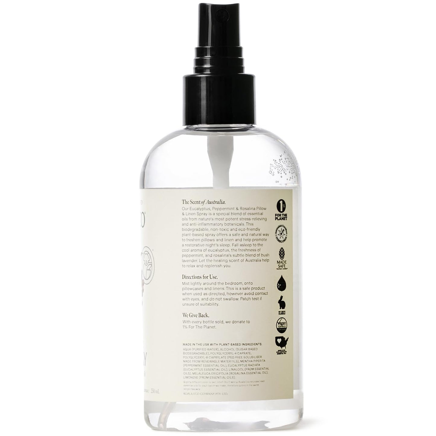 Koala Eco Pillow & Linen Spray - with Australian Eucalyptus, Peppermint & Rosalina - 8.4oz