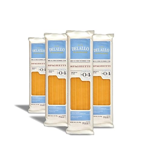 DeLallo Spaghetti Pasta, 1 Pound Bag, 4 Pack, Classic Style, Imported from Italy, Cooks in 9 Minutes, Homemade Recipe, Non-GMO