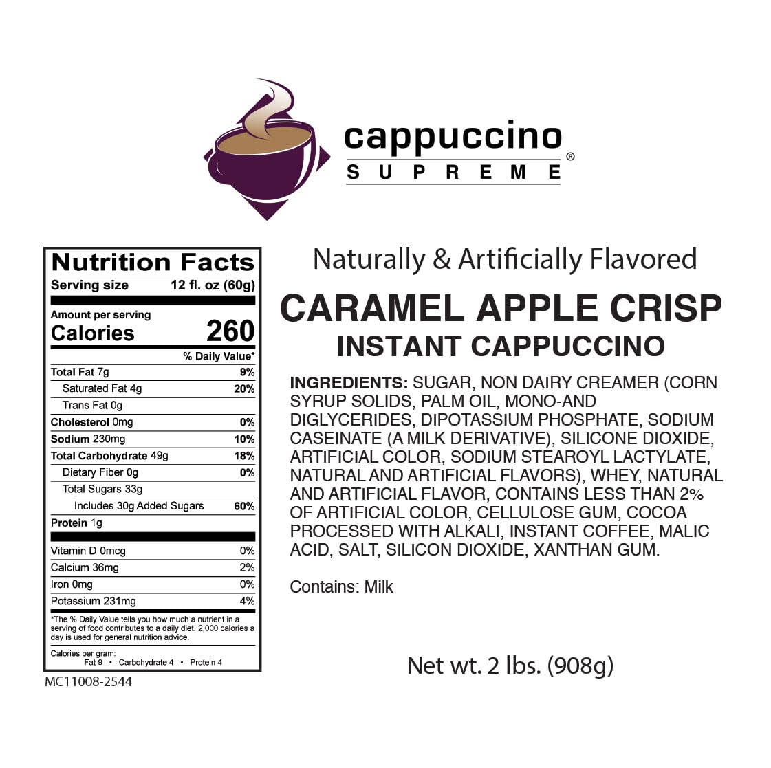 Cappuccino Supreme 2 lb bag Caramel Apple Crisp Instant Cappuccino Mix