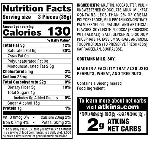 Atkins Endulge Treat Milk Chocolate Caramel Squares. Smooth & Decadent. Keto-Friendly. (15 Pieces)