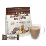 Nature's Liquids Ultimate Mushroom Coffee Latte - 15,000 mg Organic Fruiting-Body Mushrooms per Serving - Lion's Mane, Turkey Tail, Cordyceps - Focus