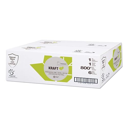 Papernet 410101 Kraft 1-ply Natural Hard Wound roll Towel, 6 Rolls per case, 800