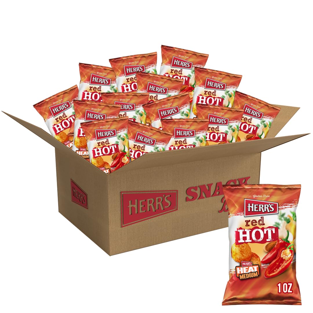 Herr's Red Hot Potato Chips, 1 Ounce (Pack of 36 Bags) - Crispy and Fiery Potato Chips - Perfect for Snack Lovers Who Like It Hot