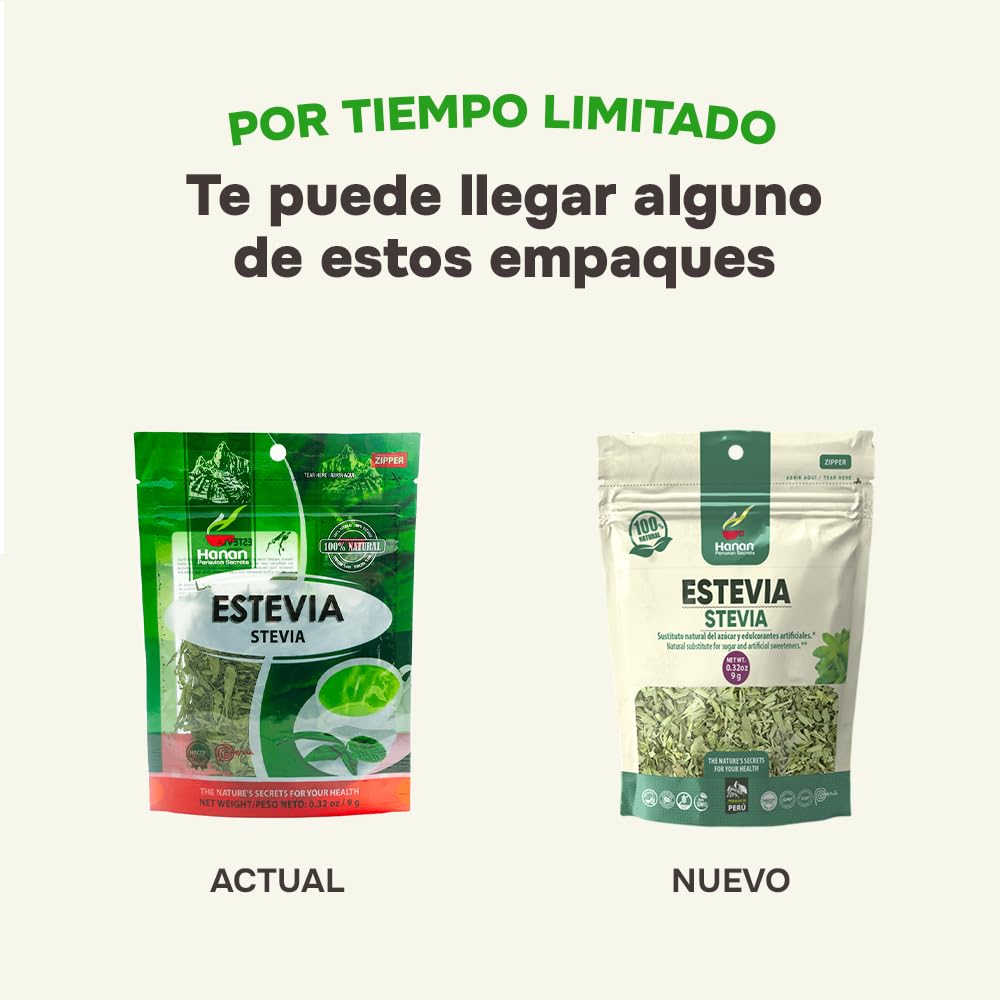 Hanan Stevia (Estevia) Loose Leaf Herbs - 9 g Natural Dried Stevia Leaves Rebaudiana Plant Leaves from Peru - Tea Sweetener