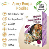 Apexy Organic Shirataki Konjac Noodle 8 Pouches Total 42.24oz. Low Calorie, Low-Carb Gluten Free, Vegan, Keto and Paleo-Friendly. (Angel Hair